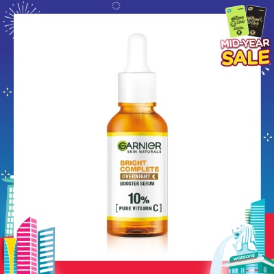 GARNIER Bright Complete Overnight Serum (10% Pure Vitamin C  Reduce Skin Blemishes + Brighten Skin) 30ml