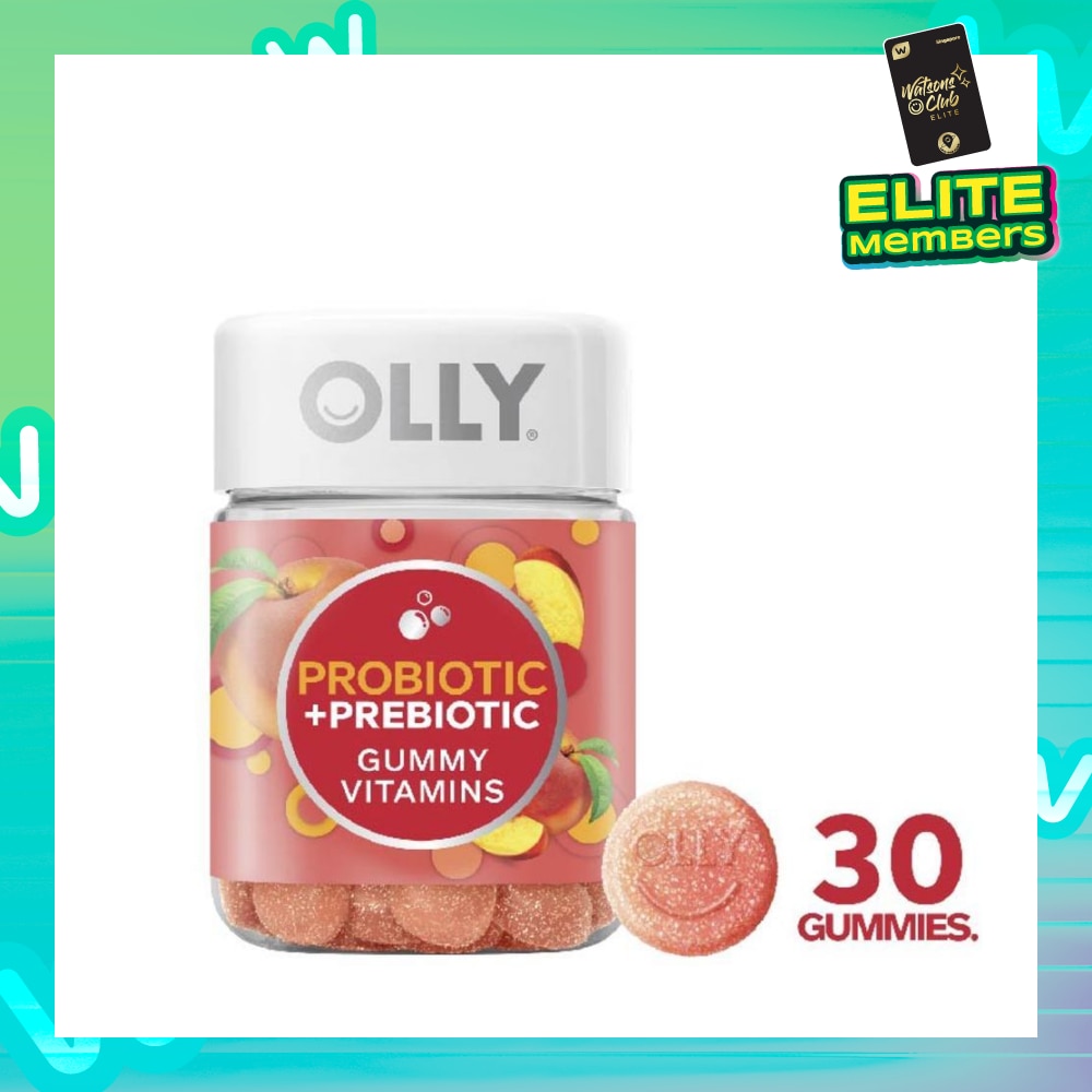 Prebiotic + Probiotic Gummy Vitamin Chewable Supplement for Balanced Belly (with Probiotics, Live Cultures & Prebiotic Fiber) 30 Day Supply 30s