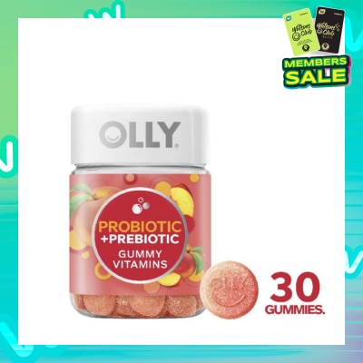 OLLY Prebiotic + Probiotic Gummy Vitamin Chewable Supplement for Balanced Belly (with Probiotics, Live Cultures & Prebiotic Fiber) 30 Day Supply 30s