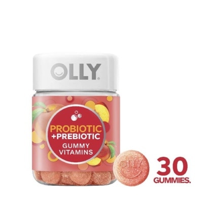 OLLY Prebiotic + Probiotic Gummy Vitamin Chewable Supplement for Balanced Belly (with Probiotics, Live Cultures & Prebiotic Fiber) 30 Day Supply 30s