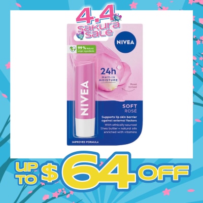 NIVEA - Soft Rose Long Lasting Intensive Moisture Lip Balm (with Rose Extract) 4.8g