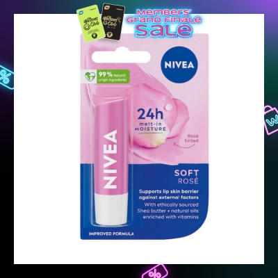 NIVEA Soft Rose Long Lasting Intensive Moisture Lip Balm (with Rose Extract) 4.8g