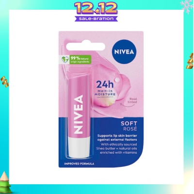 NIVEA Soft Rose Long Lasting Intensive Moisture Lip Balm (with Rose Extract) 4.8g