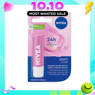 NIVEA Soft Rose Long Lasting Intensive Moisture Lip Balm (with Rose Extract) 4.8g image
