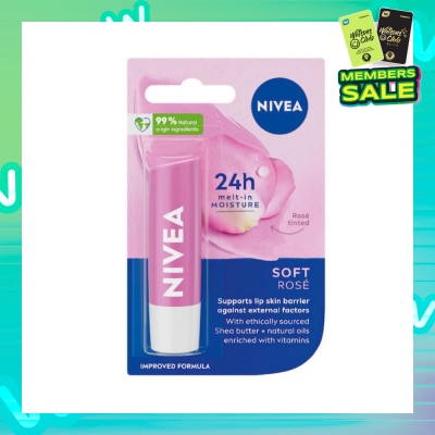 NIVEA Soft Rose Long Lasting Intensive Moisture Lip Balm (with Rose Extract) 4.8g