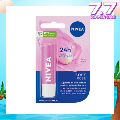 NIVEA Soft Rose Long Lasting Intensive Moisture Lip Balm (with Rose Extract) 4.8g