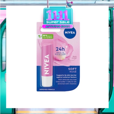 NIVEA Soft Rose Long Lasting Intensive Moisture Lip Balm (with Rose Extract) 4.8g image