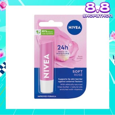 NIVEA Soft Rose Long Lasting Intensive Moisture Lip Balm (with Rose Extract) 4.8g