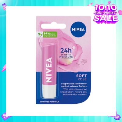 NIVEA Soft Rose Long Lasting Intensive Moisture Lip Balm (with Rose Extract) 4.8g