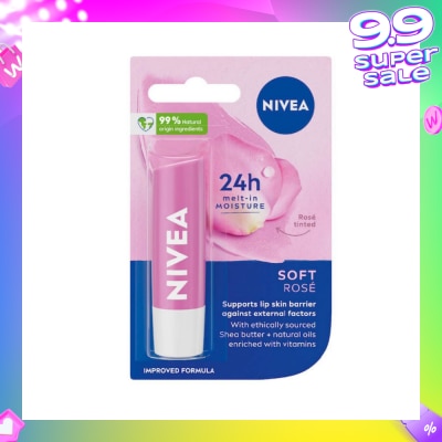 NIVEA Soft Rose Long Lasting Intensive Moisture Lip Balm (with Rose Extract) 4.8g