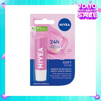 NIVEA Soft Rose Long Lasting Intensive Moisture Lip Balm (with Rose Extract) 4.8g