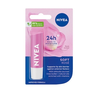 NIVEA Soft Rose Long Lasting Intensive Moisture Lip Balm (with Rose Extract) 4.8g