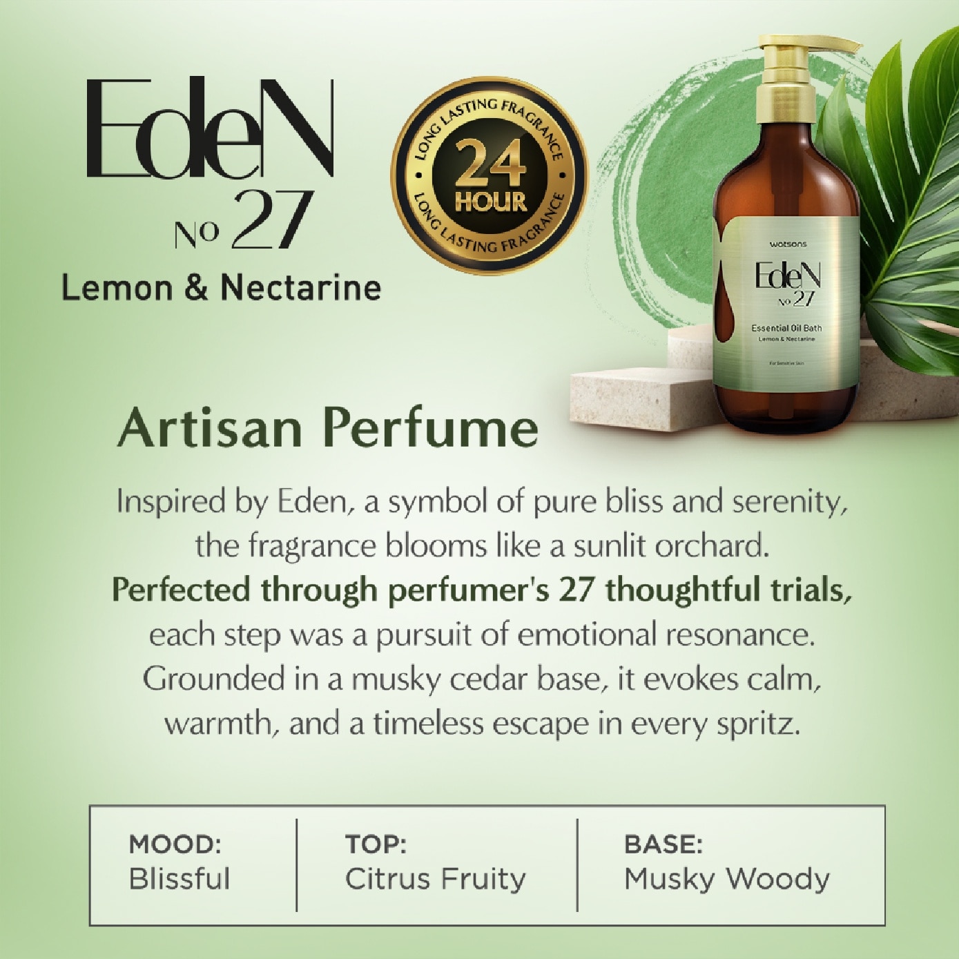 Eden 27 Essential Oil Bath Lemon & Nectarine 500ml