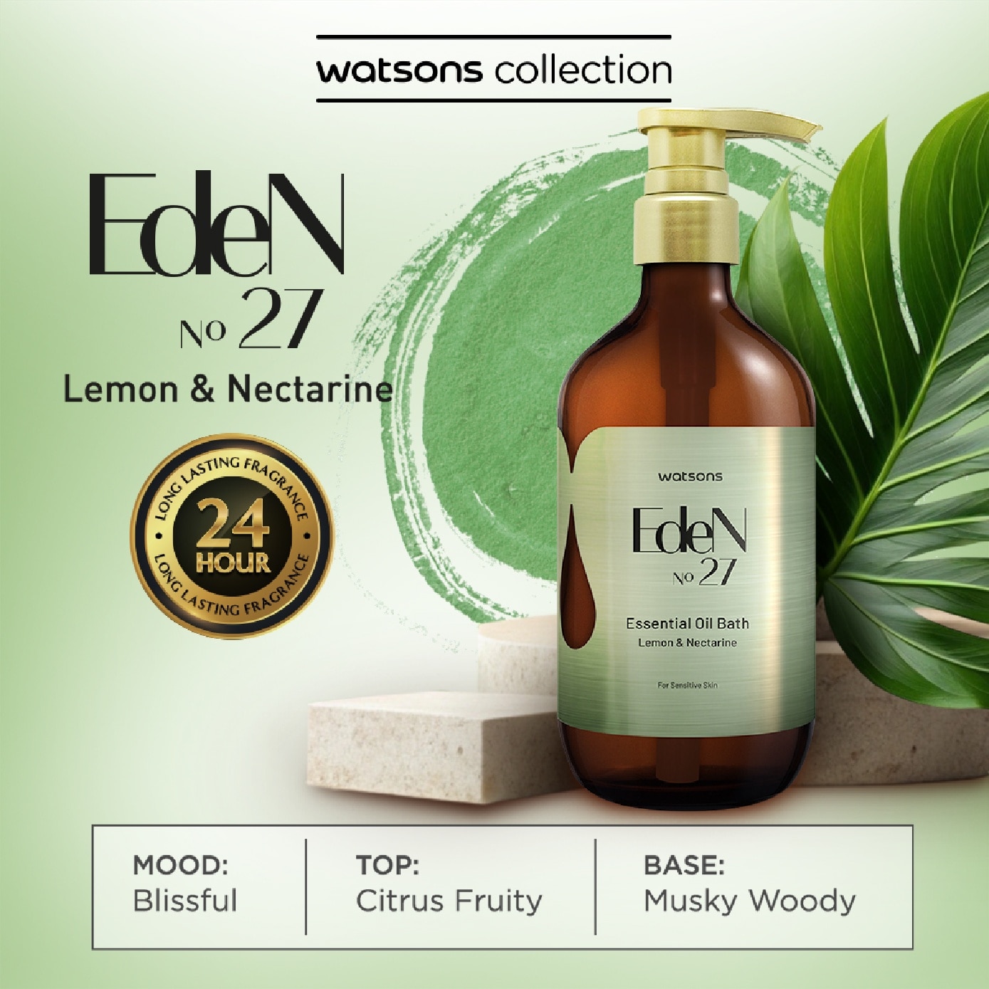 Eden 27 Essential Oil Bath Lemon & Nectarine 500ml