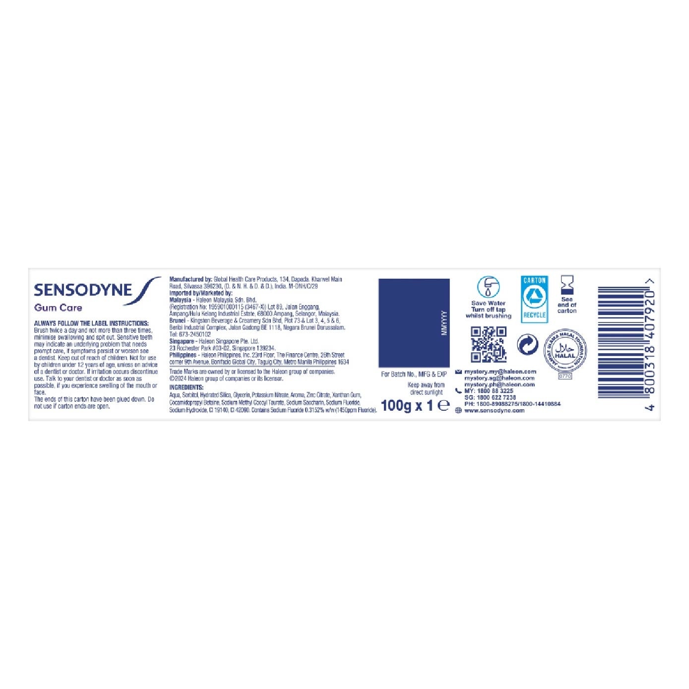 Sensitive Teeth Gum Care Toothpaste (Dental Sensitivity Relief) 100g