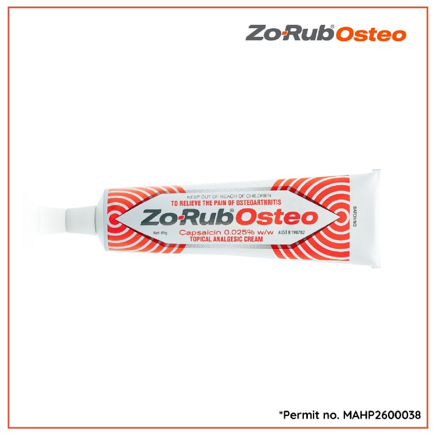 Osteoarthritis Capsaicin 0.025% Topical Analgesic Cream 45g image