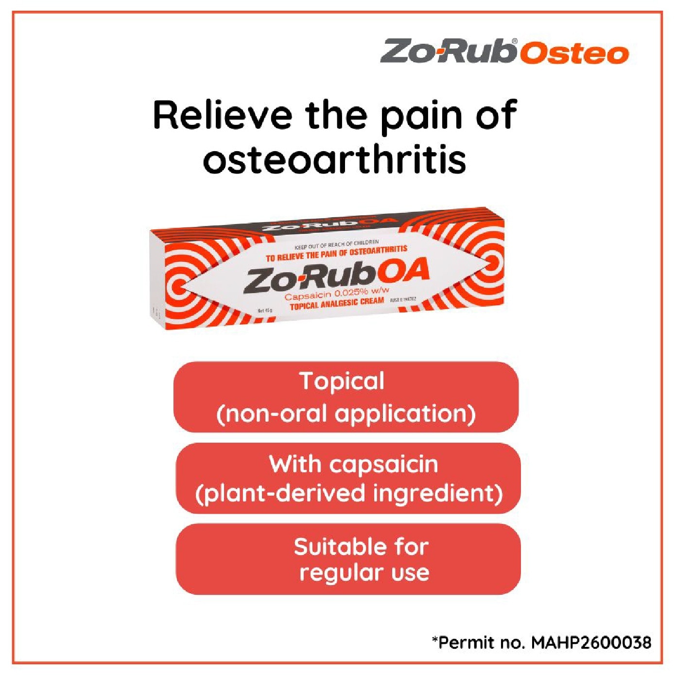 Osteoarthritis Capsaicin 0.025% Topical Analgesic Cream 45g image