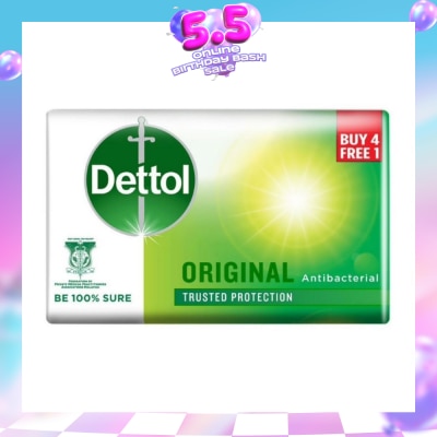 DETTOL - Anti-Bacterial Bar Soap Original Packset 100g x 5 (Buy 4 Free 1)