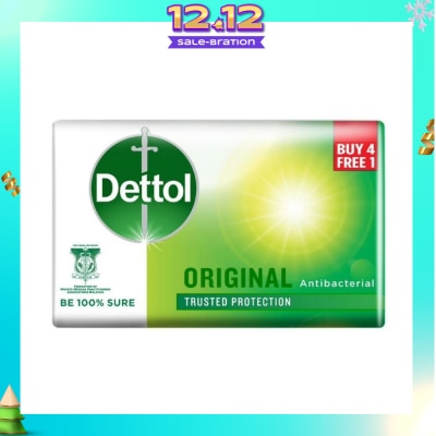 DETTOL Anti-Bacterial Bar Soap Original Packset 100g x 5 (Buy 4 Free 1)
