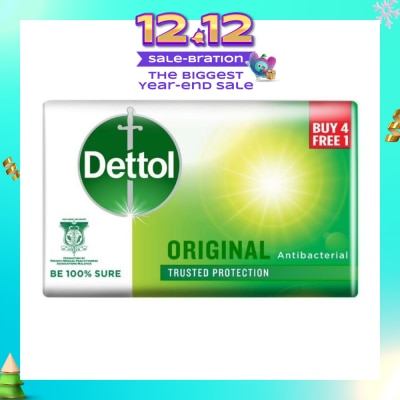 DETTOL Anti-Bacterial Bar Soap Original Packset 100g x 5 (Buy 4 Free 1)