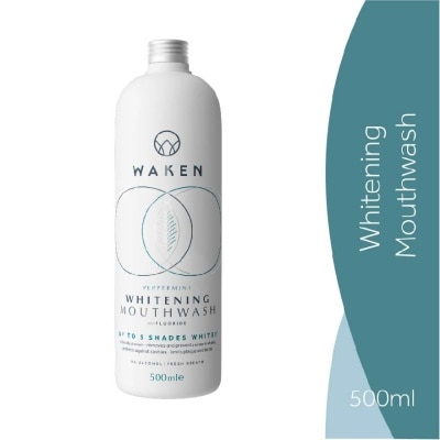 WAKEN Whitening Peppermint Mouthwash (Clinically Tested Results Proven To Whiten Your Teeth By Up To 5 Shades After Two Weeks Use Twice A Day) 500ml