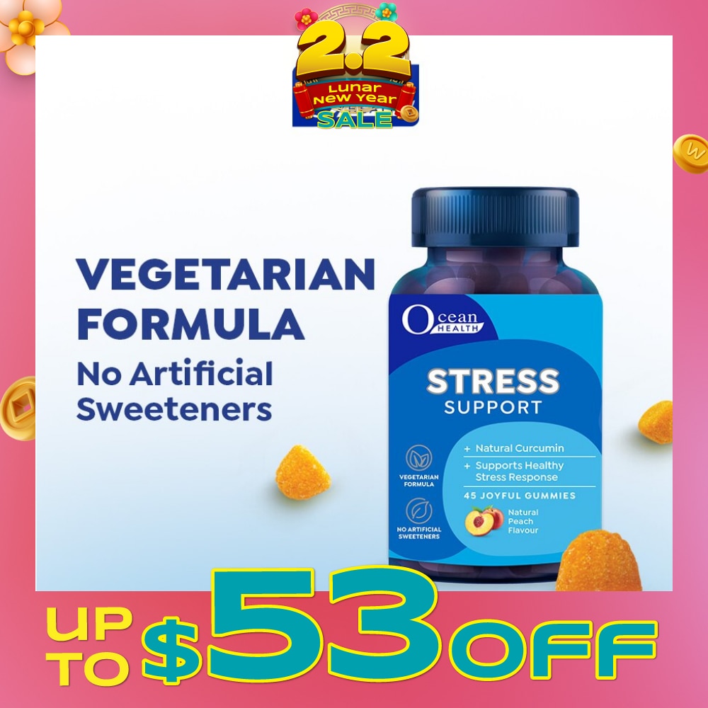 Stress Support Gummies, Natural Peach Flavour (Natural Curcumin, Supports Healthy Stress Response) 45s