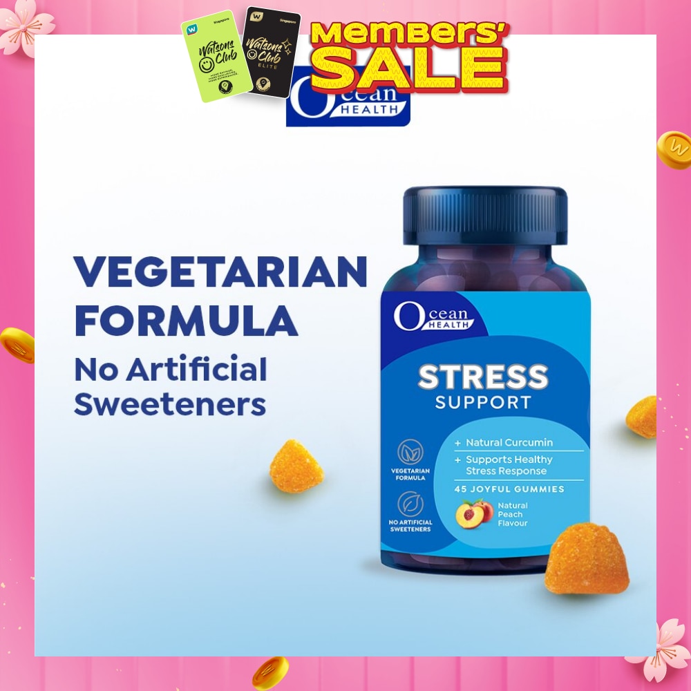 Stress Support Gummies, Natural Peach Flavour (Natural Curcumin, Supports Healthy Stress Response) 45s