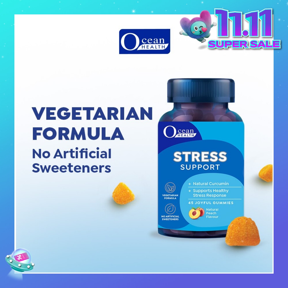 Stress Support Gummies, Natural Peach Flavour (Natural Curcumin, Supports Healthy Stress Response) 45s