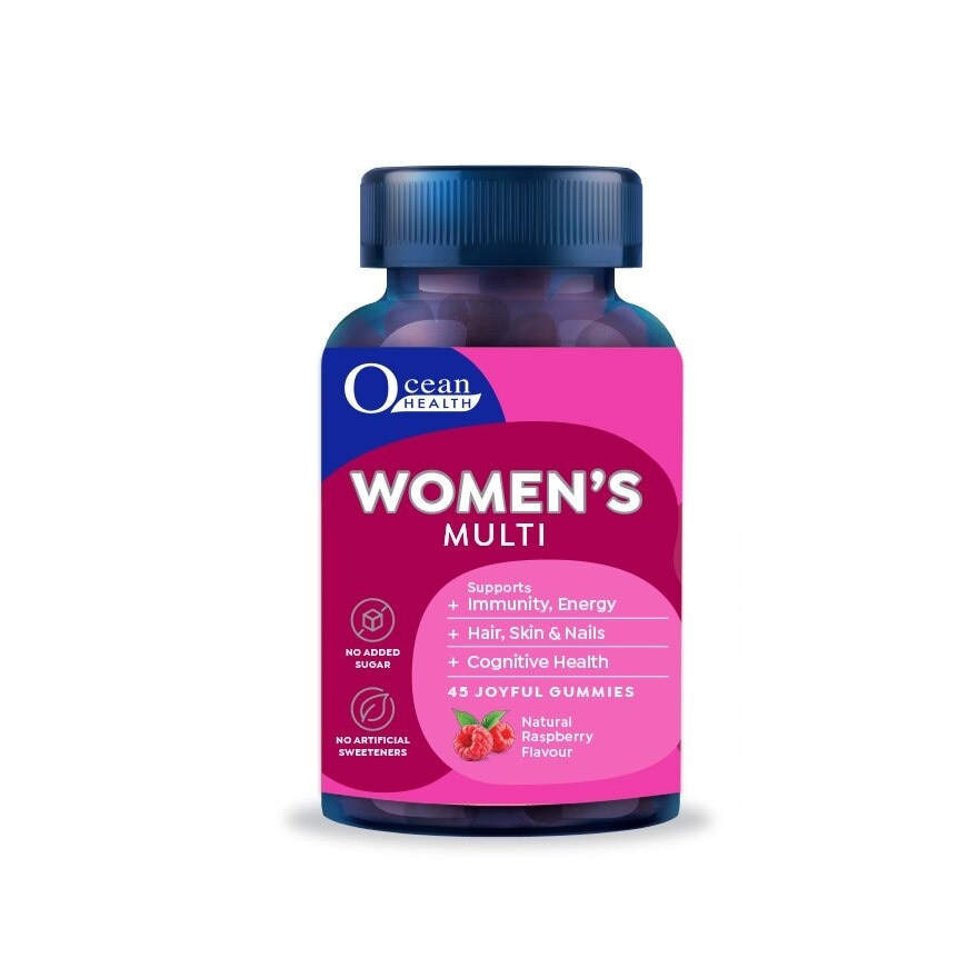 Women's Multi Gummies Natural Raspberry Flavour (Supports Immunity, Hair, Skin And Nails + Cognitive Health) 45s