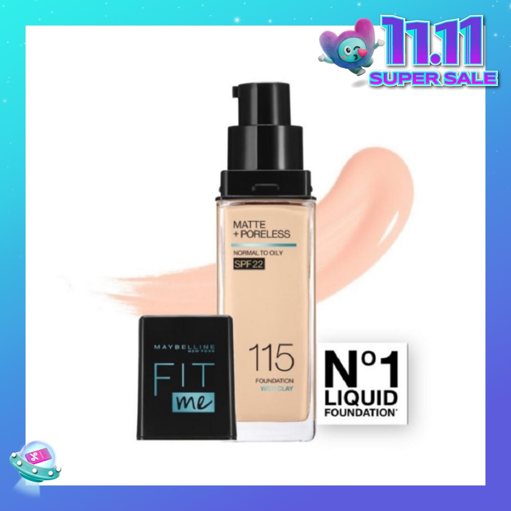 MAYBELLINE Fit Me Matte Poreless Liquid Foundation 115 Ivory SPF 22 Pump 30ml