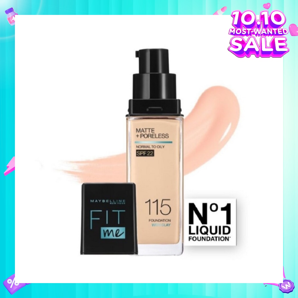 MAYBELLINE Fit Me Matte Poreless Liquid Foundation 115 Ivory SPF 22 Pump 30ml