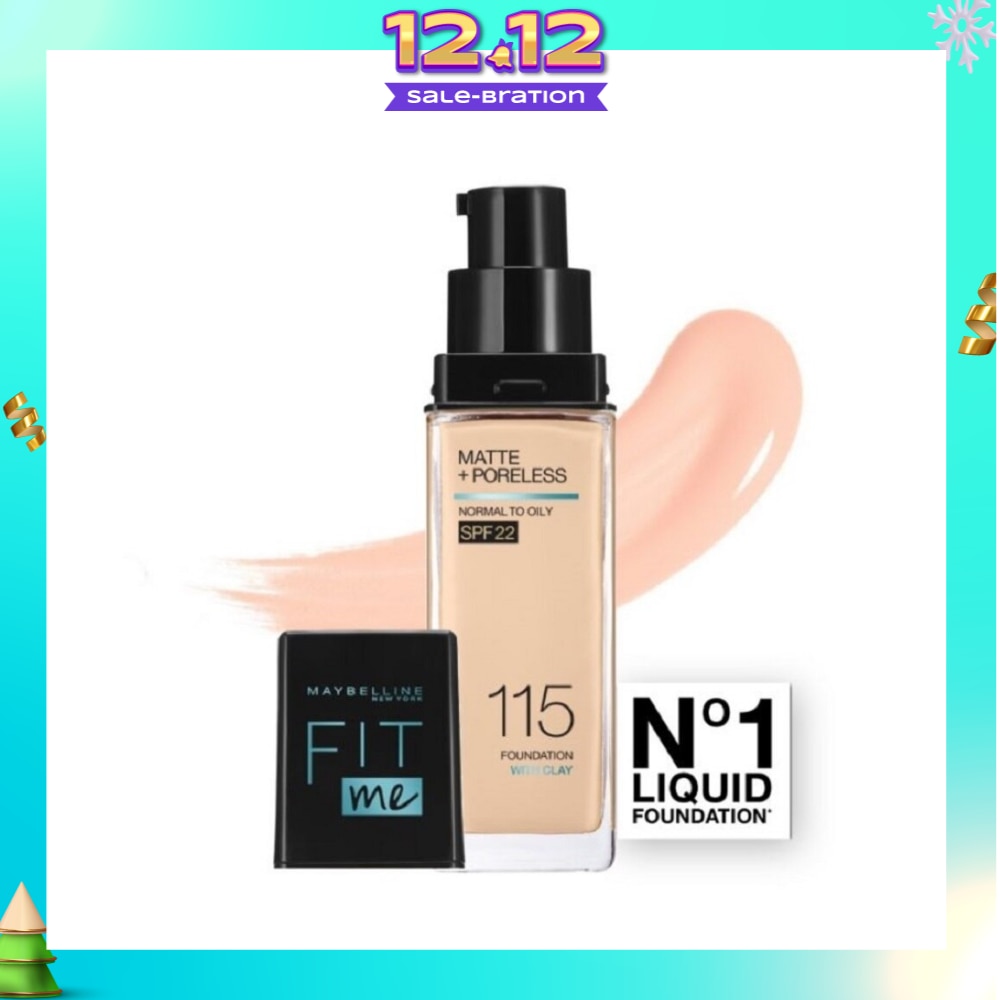 MAYBELLINE Fit Me Matte Poreless Liquid Foundation 115 Ivory SPF 22 Pump 30ml