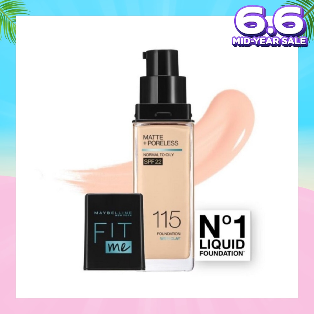 MAYBELLINE Fit Me Matte Poreless Liquid Foundation 115 Ivory SPF 22 Pump 30ml