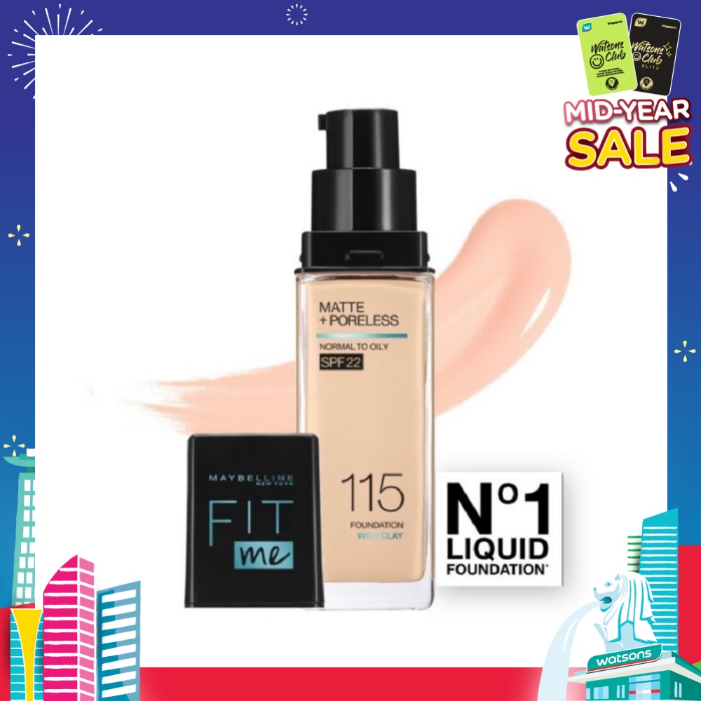 MAYBELLINE Fit Me Matte Poreless Liquid Foundation 115 Ivory SPF 22 Pump 30ml