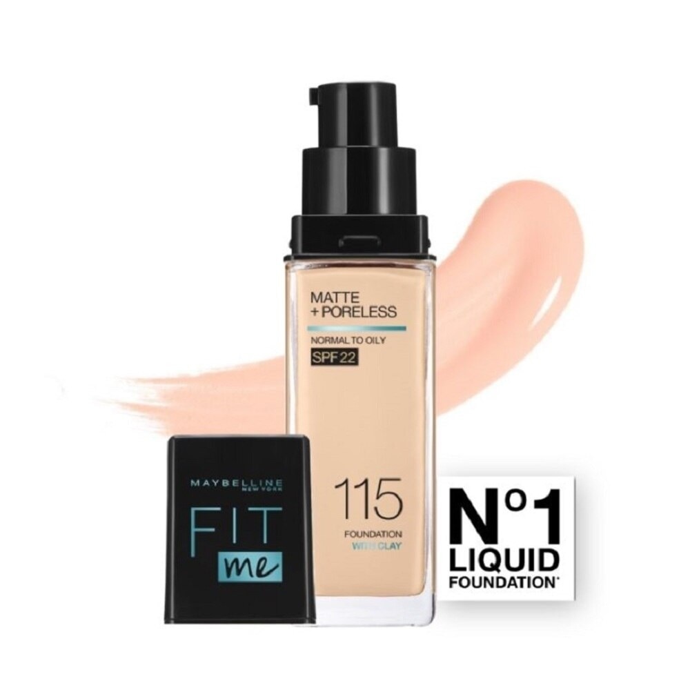 MAYBELLINE Fit Me Matte Poreless Liquid Foundation 115 Ivory SPF 22 Pump 30ml