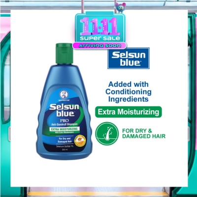 SELSUN Blue Extra Moist Pro Anti Dandruff Shampoo (Relieves Dandruff & Itchy Scalp With Selenium Sulfide, Honeyquat 50 & 3 Types of Conditioning Ingredients Suitable For Dry & Damage Hair) 200ml image
