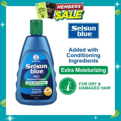 SELSUN Blue Extra Moist Pro Anti Dandruff Shampoo (Relieves Dandruff & Itchy Scalp With Selenium Sulfide, Honeyquat 50 & 3 Types of Conditioning Ingredients Suitable For Dry & Damage Hair) 200ml image