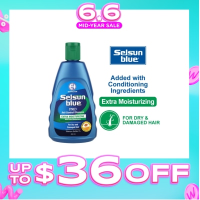 SELSUN - Blue Extra Moist Pro Anti-Dandruff Shampoo (Relieves Dandruff & Itchy Scalp With Selenium Sulfide, Honeyquat 50 & 3 Types of Conditioning Ingredients Suitable For Dry & Damage Hair) 200ml