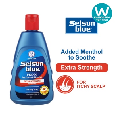 SELSUN - Blue Extra Strength ProX Anti-Dandruff Shampoo (Relieves Dandruff & Itchy Scalp With Selenium Sulfide, Menthol & Honeyquat 50 Suitable For Itchy Scalp & All Hair Types) 200ml image