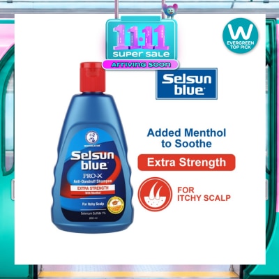 SELSUN Blue Extra Strength ProX Anti Dandruff Shampoo (Relieves Dandruff & Itchy Scalp With Selenium Sulfide, Menthol & Honeyquat 50 Suitable For Itchy Scalp & All Hair Types) 200ml image