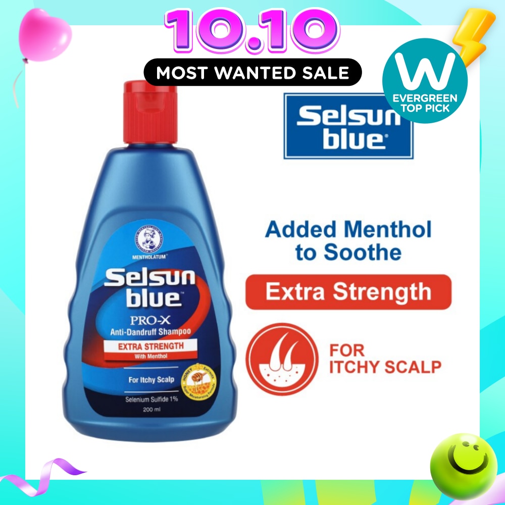 Blue Extra Strength ProX Anti Dandruff Shampoo (Relieves Dandruff & Itchy Scalp With Selenium Sulfide, Menthol & Honeyquat 50 Suitable For Itchy Scalp & All Hair Types) 200ml image