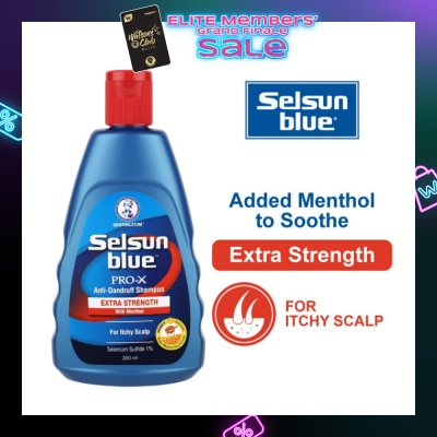 SELSUN Blue Extra Strength ProX Anti-Dandruff Shampoo (Relieves Dandruff & Itchy Scalp With Selenium Sulfide, Menthol & Honeyquat 50 Suitable For Itchy Scalp & All Hair Types) 200ml