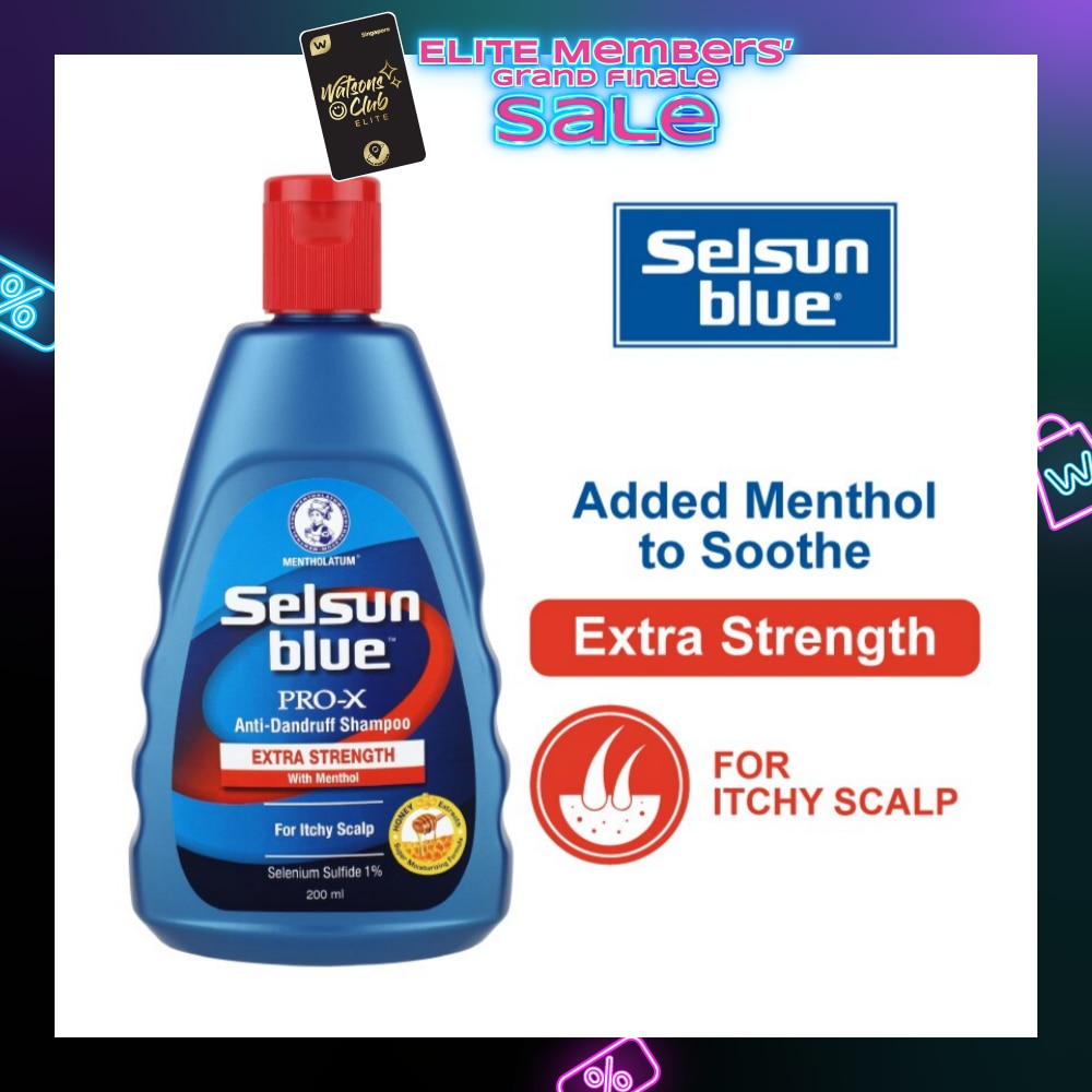 Blue Extra Strength ProX Anti-Dandruff Shampoo (Relieves Dandruff & Itchy Scalp With Selenium Sulfide, Menthol & Honeyquat 50 Suitable For Itchy Scalp & All Hair Types) 200ml