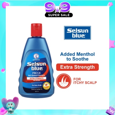 SELSUN - Blue Extra Strength ProX Anti-Dandruff Shampoo (Relieves Dandruff & Itchy Scalp With Selenium Sulfide, Menthol & Honeyquat 50 Suitable For Itchy Scalp & All Hair Types) 200ml image
