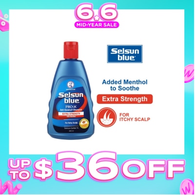 SELSUN - Blue Extra Strength ProX Anti-Dandruff Shampoo (Relieves Dandruff & Itchy Scalp With Selenium Sulfide, Menthol & Honeyquat 50 Suitable For Itchy Scalp & All Hair Types) 200ml