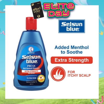 SELSUN - Blue Extra Strength ProX Anti-Dandruff Shampoo (Relieves Dandruff & Itchy Scalp With Selenium Sulfide, Menthol & Honeyquat 50 Suitable For Itchy Scalp & All Hair Types) 200ml