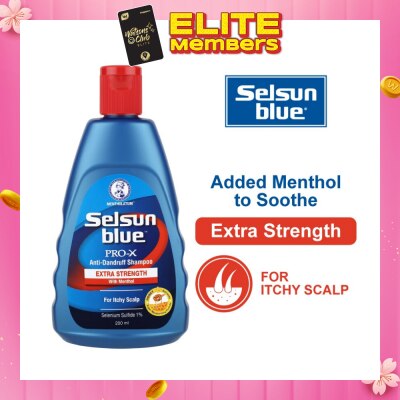 SELSUN [CNY] Blue Extra Strength ProX Anti-Dandruff Shampoo (Relieves Dandruff & Itchy Scalp With Selenium Sulfide, Menthol & Honeyquat 50 Suitable For Itchy Scalp & All Hair Types) 200ml