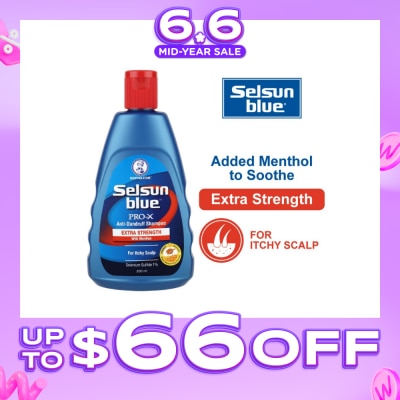 SELSUN - Blue Extra Strength ProX Anti-Dandruff Shampoo (Relieves Dandruff & Itchy Scalp With Selenium Sulfide, Menthol & Honeyquat 50 Suitable For Itchy Scalp & All Hair Types) 200ml