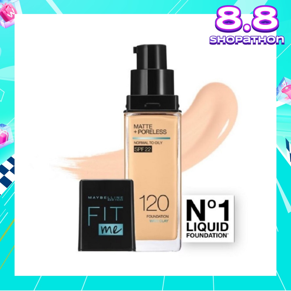 MAYBELLINE Fit Me Matte Poreless Liquid Foundation 120 Classic Ivory SPF 22 Pump 30ml