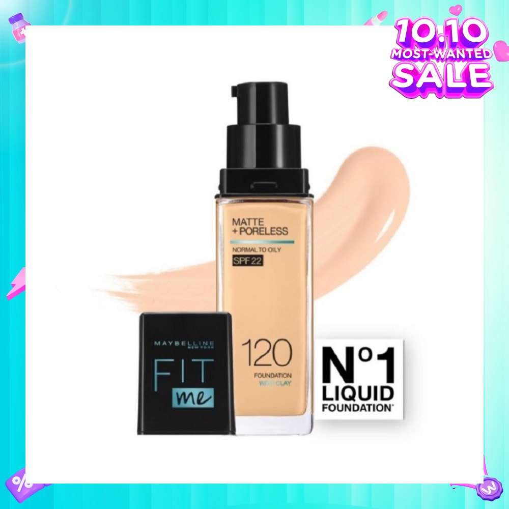 MAYBELLINE Fit Me Matte Poreless Liquid Foundation 120 Classic Ivory SPF 22 Pump 30ml